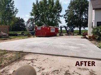 Vehicles clearling land infront of a church
