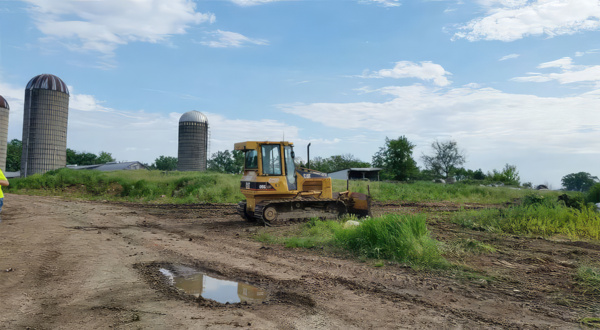 Bulldozer on a farm